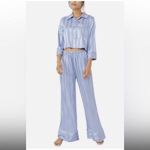 Free People Pajama Party Womens NWT New $88 Blue Set Top Bottom Crop